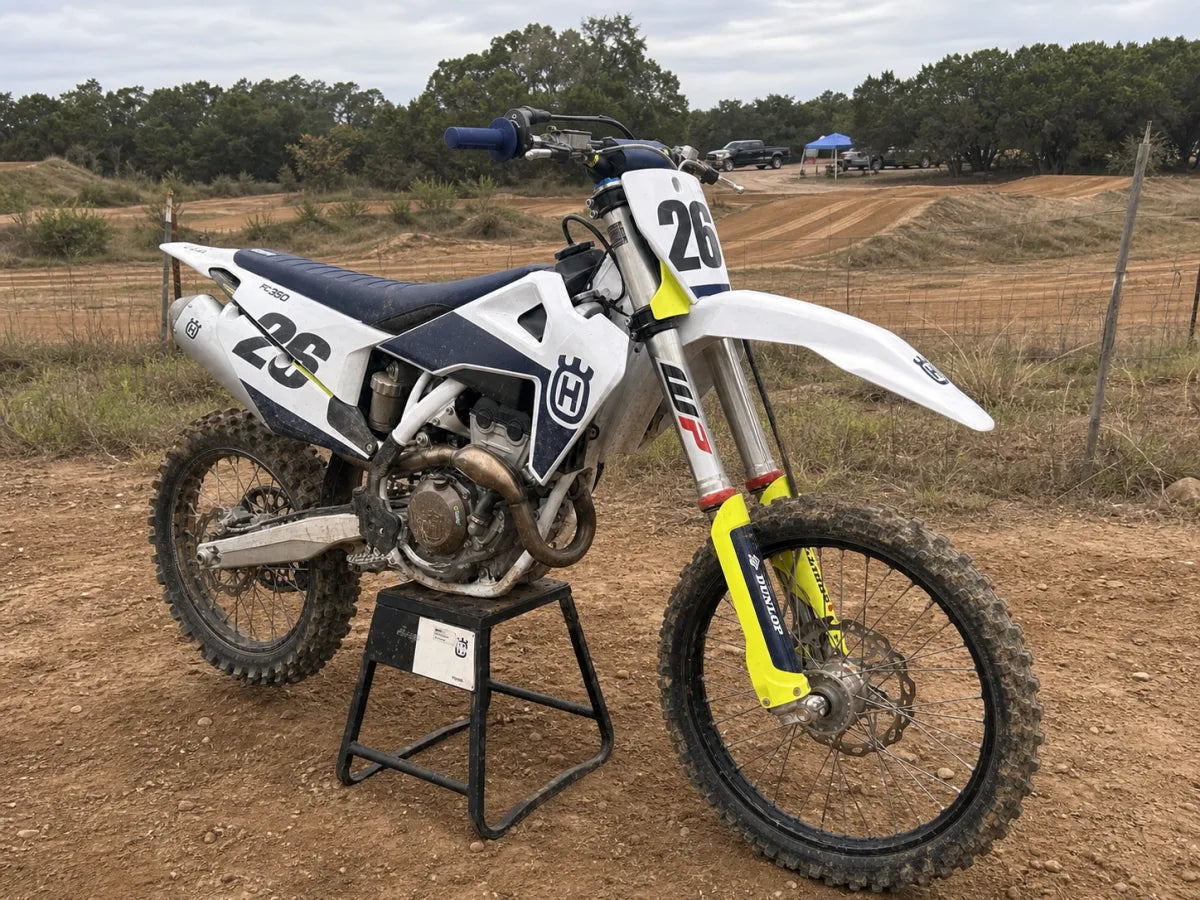 Husqvarna FC 350 with privateer race graphics at a local Austin motocross track